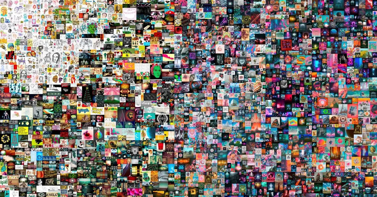 Everydays: The First 5000 Days van Beeple, verkocht op 11 maart 2021 voor 69,3 miljoen dollar Everydays: The First 5000 Days van Beeple