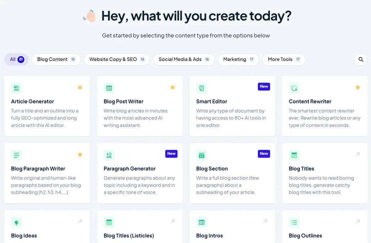 Copymatic dashboard AI tool Copymatic dashboard AI tool