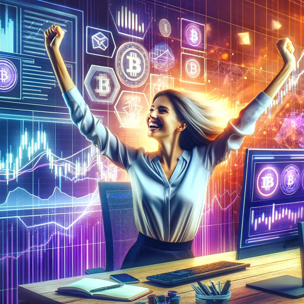 jonge-vrouw-viert-succesvolle-crypto-trade jonge-vrouw-viert-succesvolle-crypto-trade