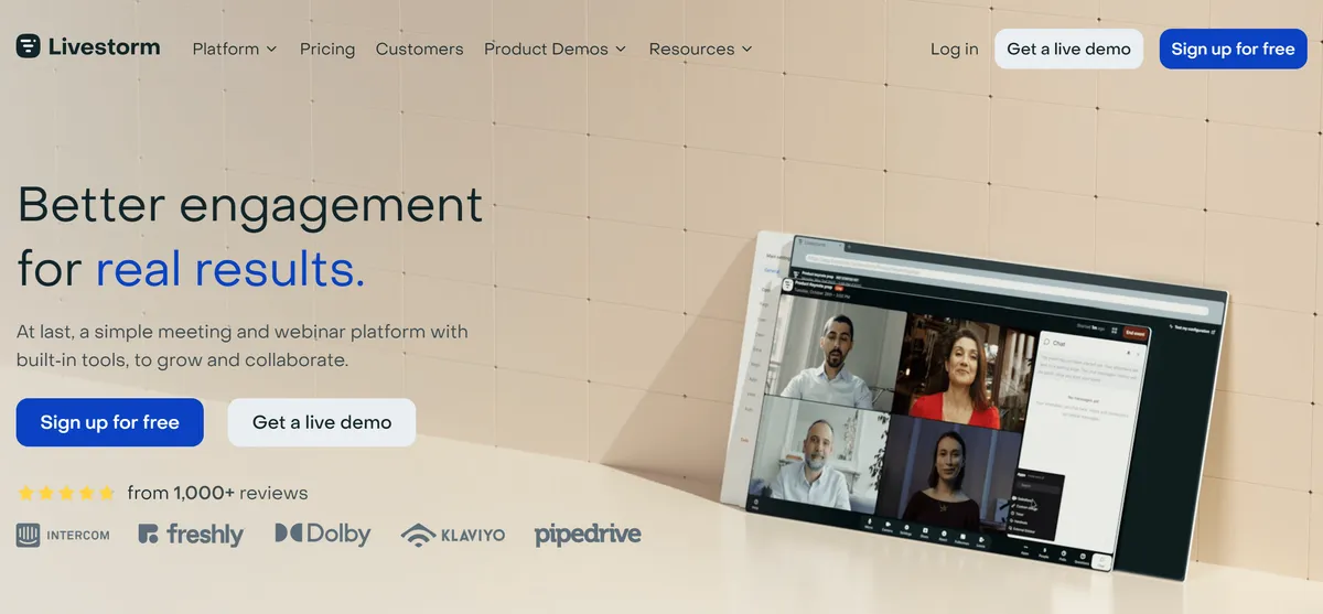 Livestorm webinar software homepage