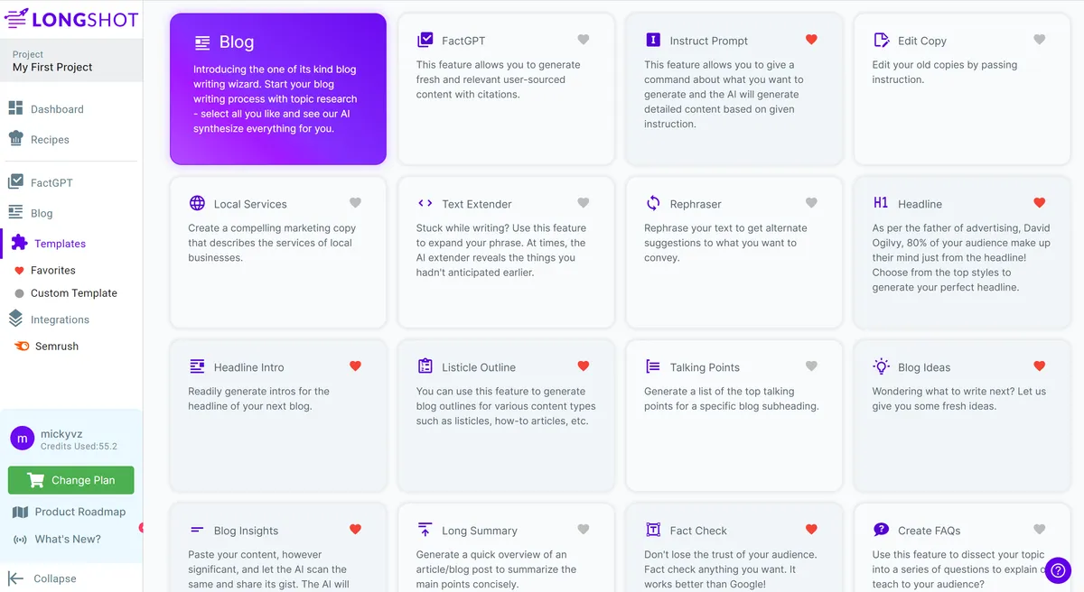 LongShot functies en templates LongShot functies en templates