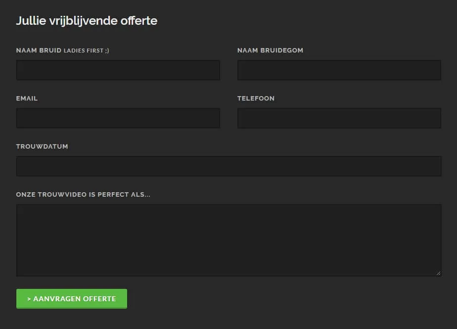 Offerte aanvragen trouwvideo