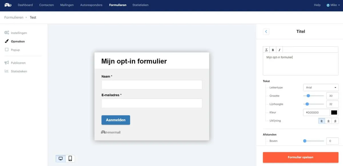 Opt-in formulier design