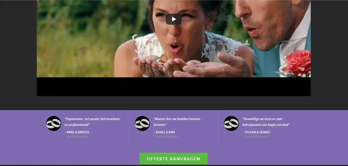 Portfolio pagina trouwvideograaf