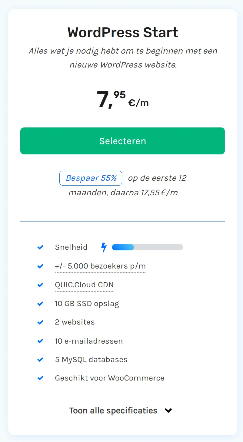Prijzen Cloud86 (oude weergave, ter illustratie) Prijzen Cloud86