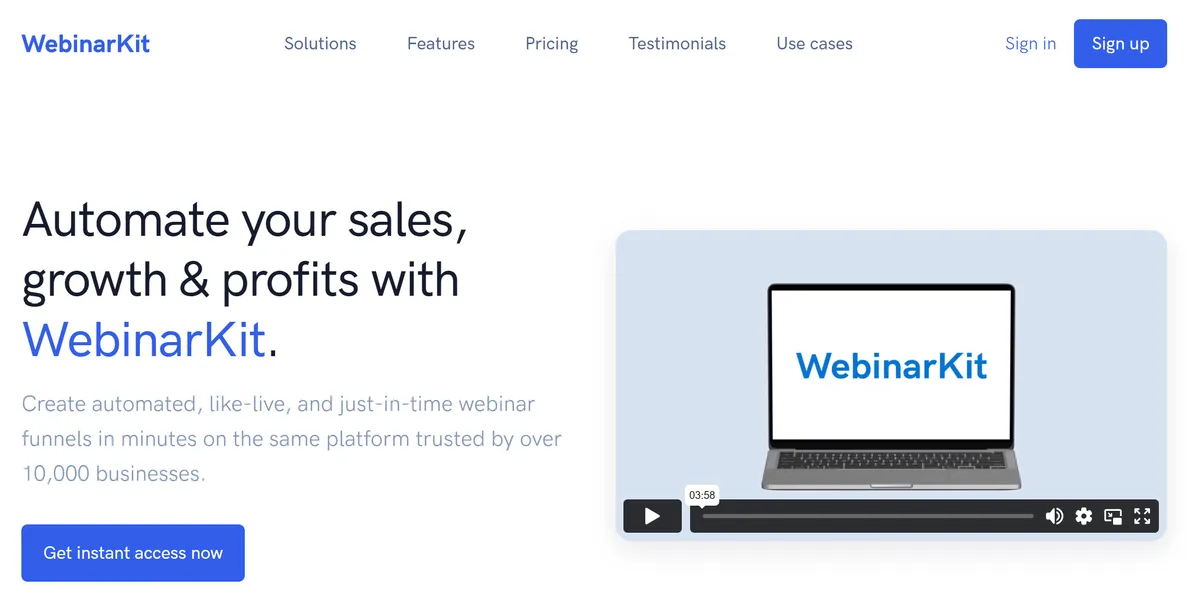 Webinarkit homepage