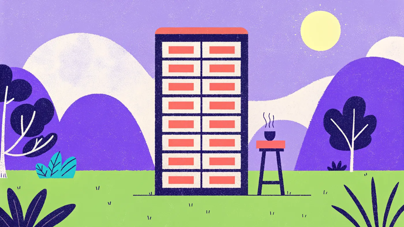 Cloud86: Nederlandse servers, een Nederlands team en een Fries hoofdkantoor Een klein serverrack dat oplicht op een houten bureau, naast een kop koffie en een plantje