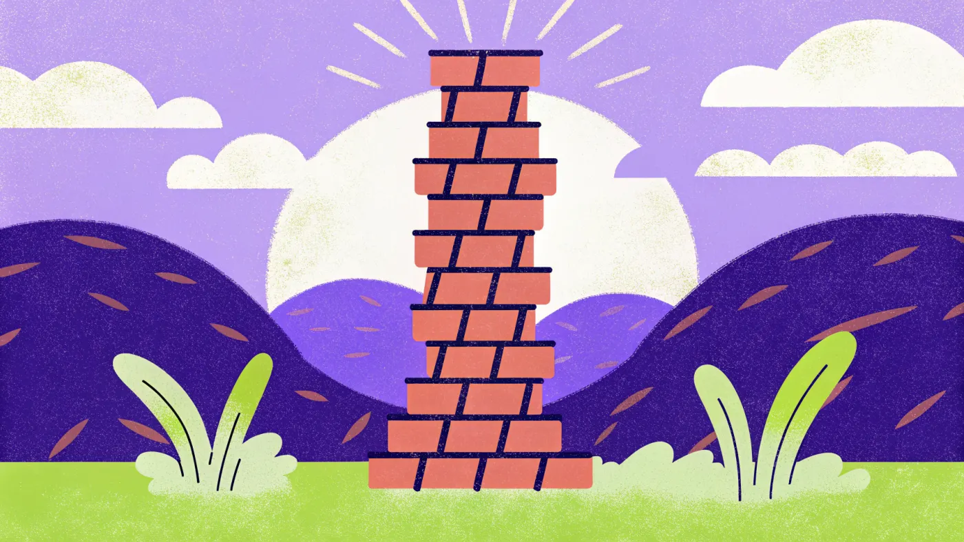 Een toren van munten die omvalt