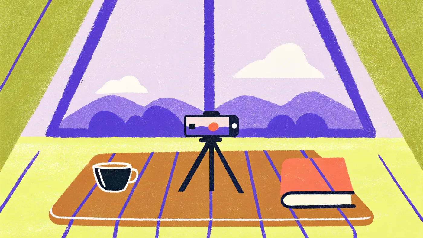 Een telefoon met een korte video in beeld en een ringlampje ernaast