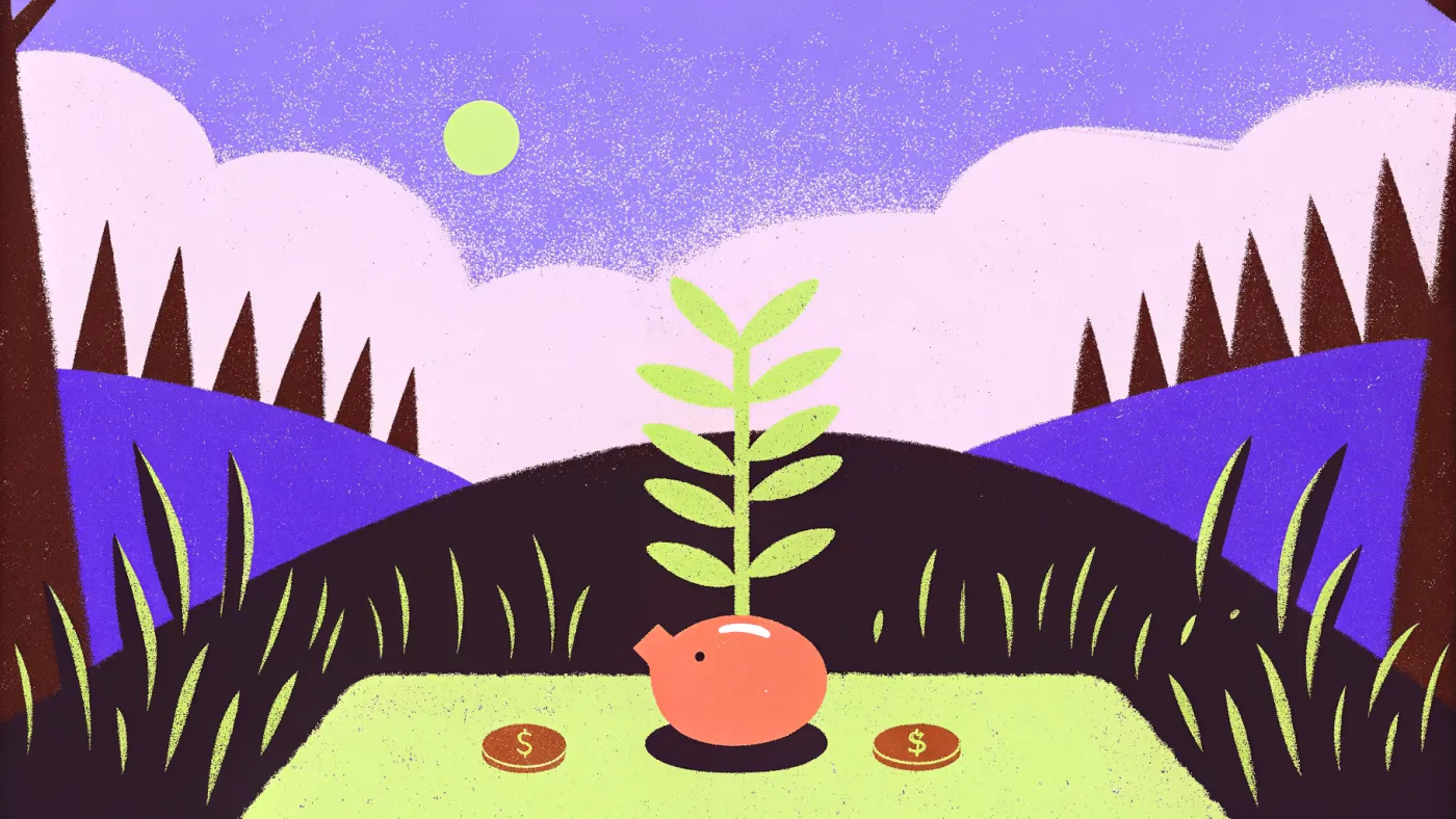 Een plant die groeit uit een spaarpot