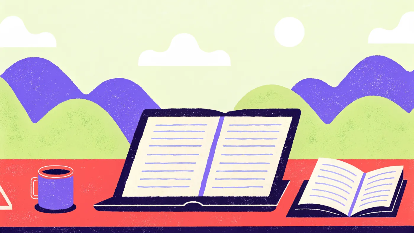Vertalen in 2026: de machine doet de eerste versie, de mens het verschil Een bureau met twee opengeslagen woordenboeken en een laptop met twee tekstkolommen