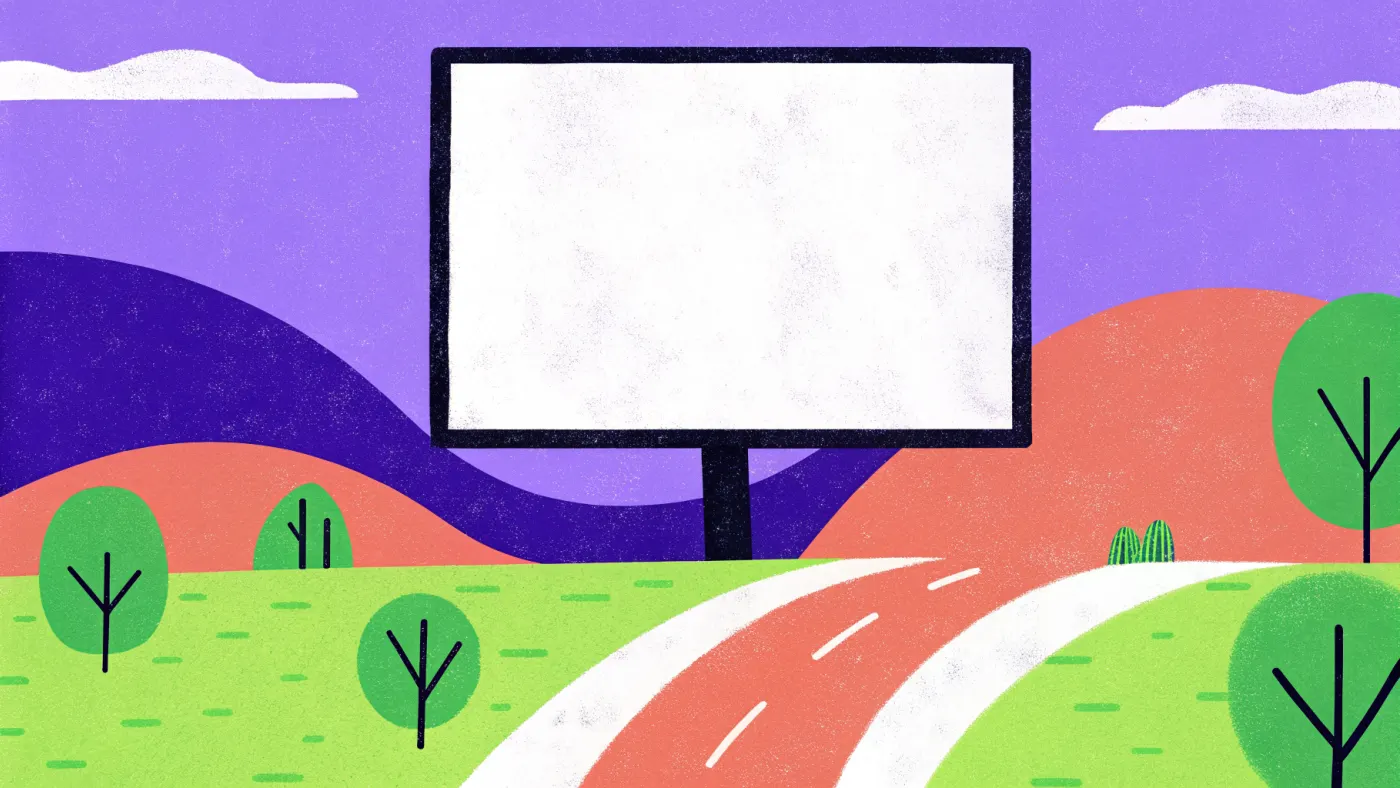 Eigen adverteerders: een vast bedrag per maand, zonder Google ertussen Een reclamebord langs een weg die naar een laptop leidt
