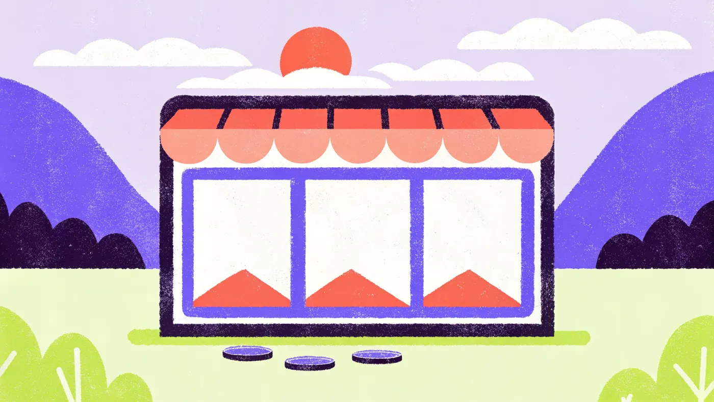 Je website als etalage: iedere bezoeker is een kans Een browservenster als etalage met prijskaartjes aan de producten, en munten ervoor