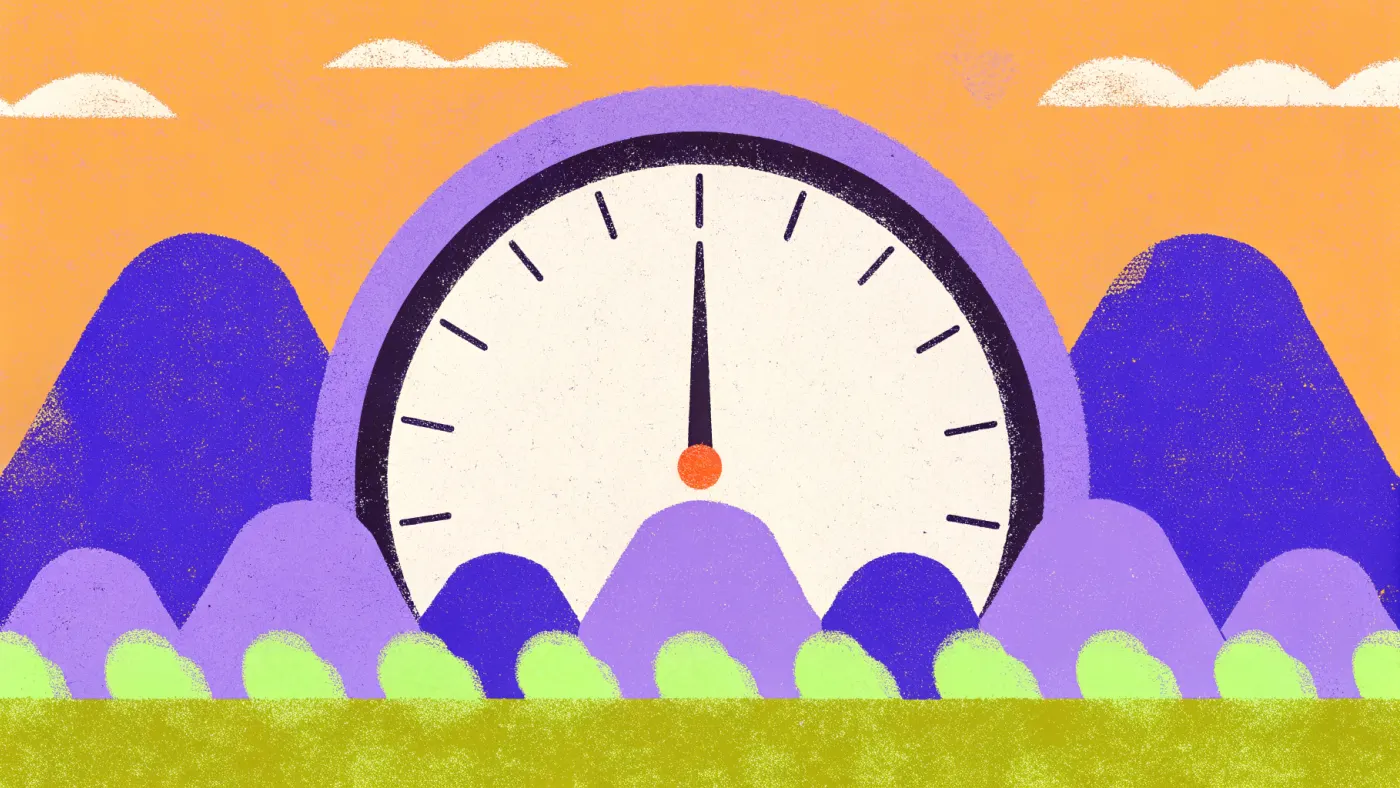 Een grote meter met een naald die van laag naar hoog wijst, met een muntje erboven