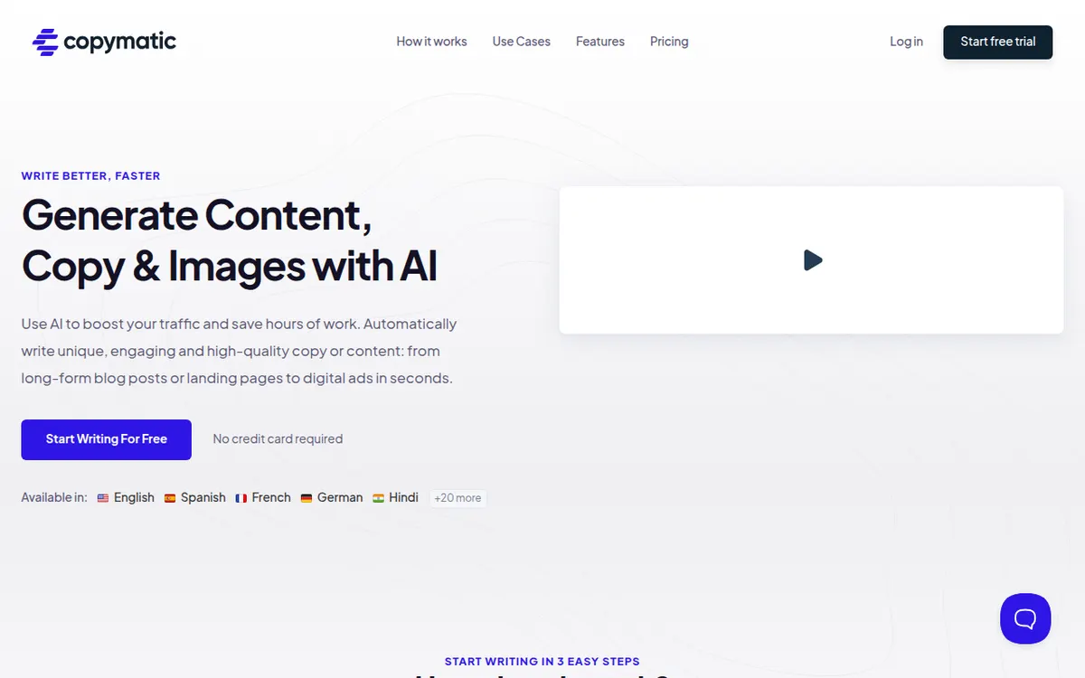 Homepage van Copymatic