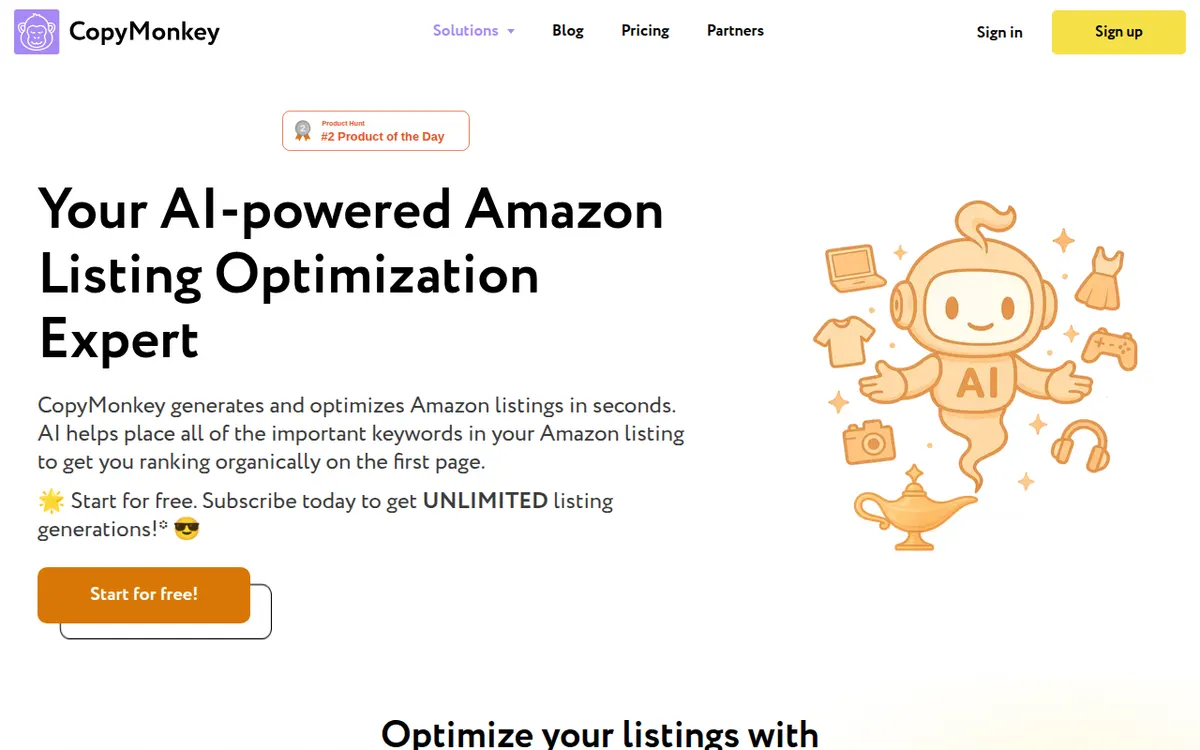 Homepage van CopyMonkey