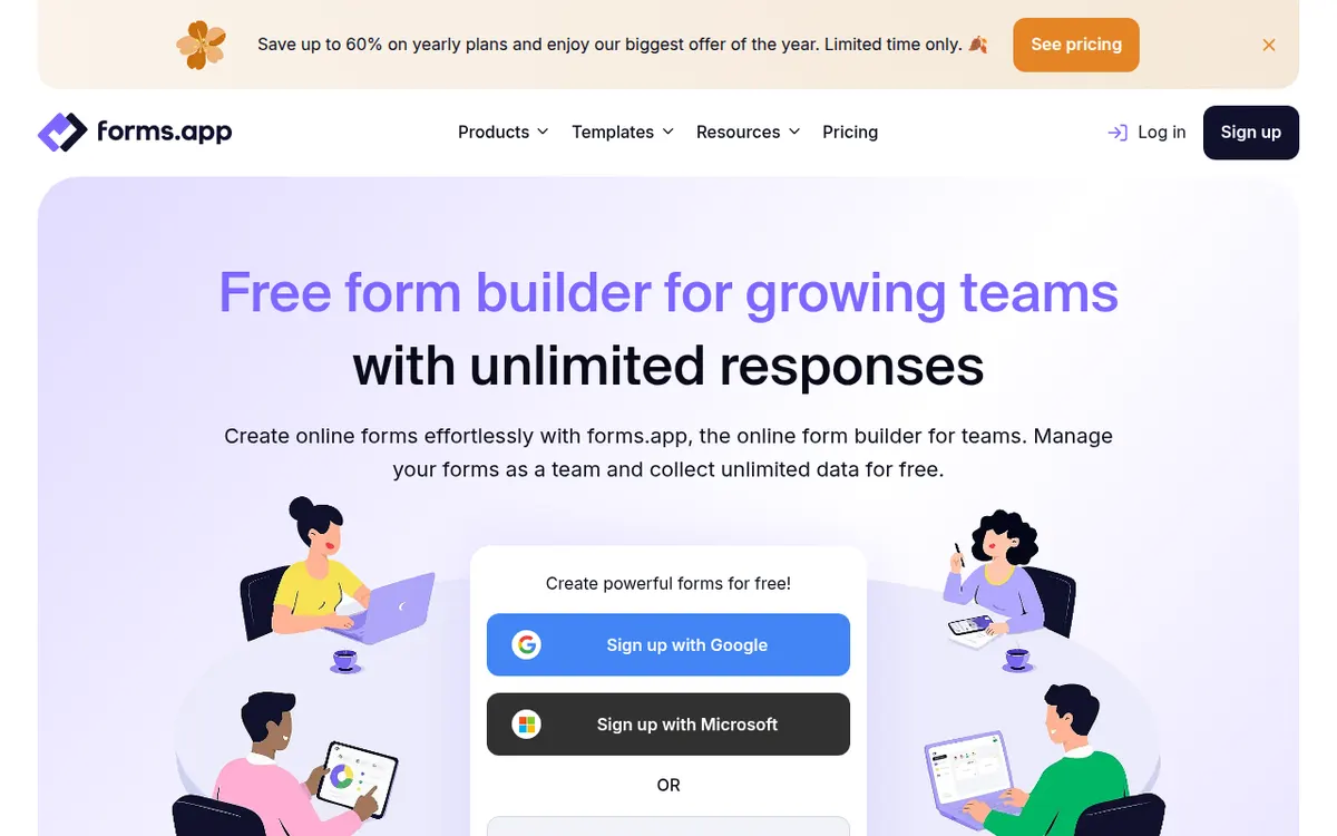 Homepage van Forms.app