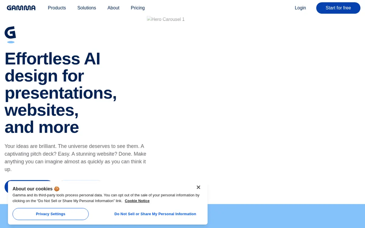 Homepage van Gamma
