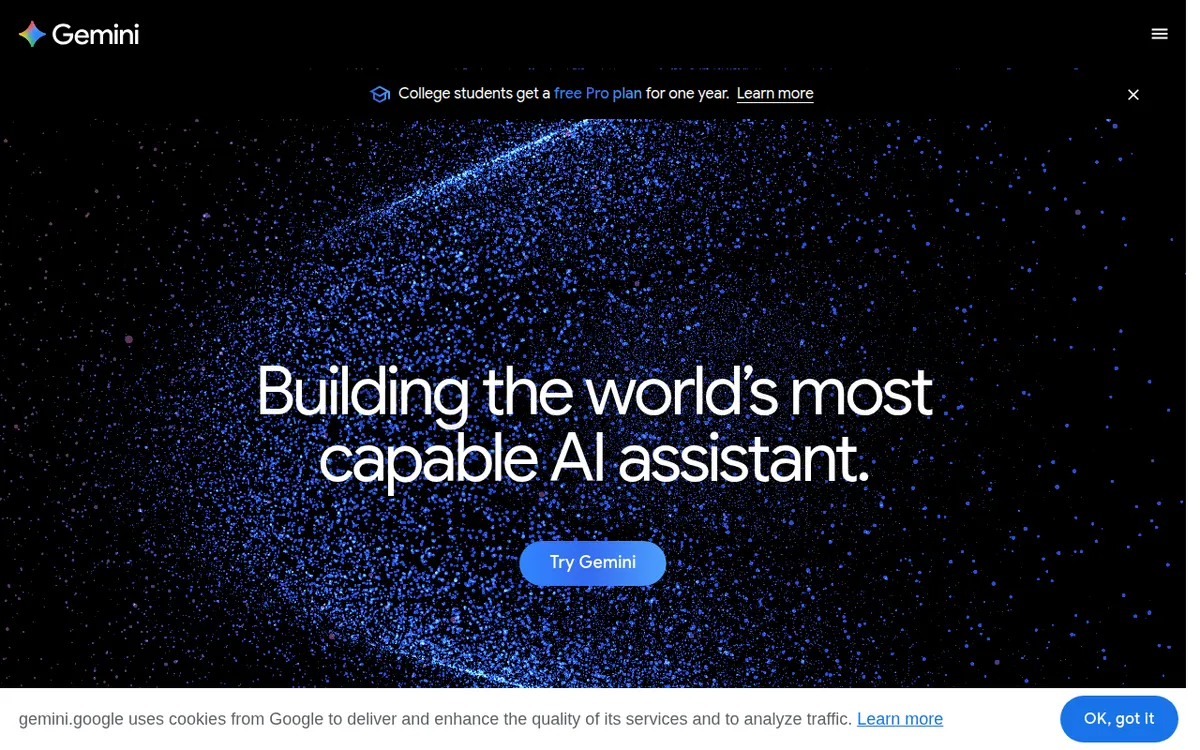 Homepage van Gemini
