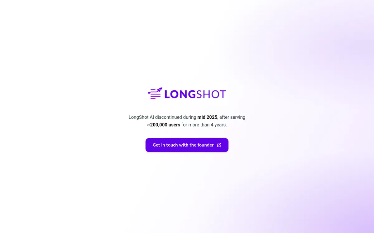 LongShot AI is gestopt LongShot AI is gestopt: de melding op longshot.ai in september 2026