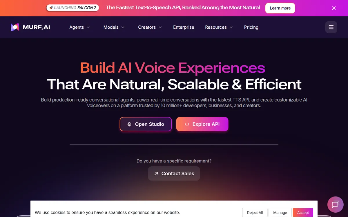 Homepage van Murf AI
