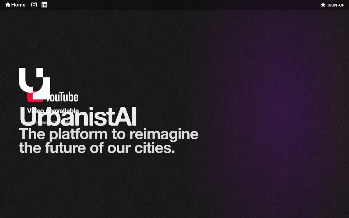 Homepage van Urbanist AI