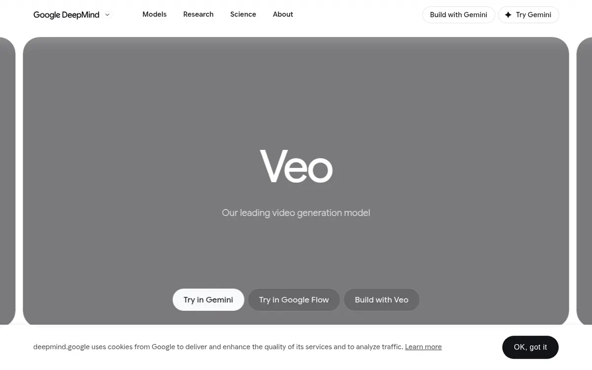 Homepage van Google Veo